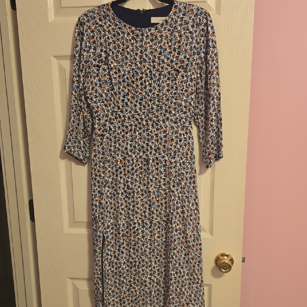 LOFT Multicolor Floral Long Sleeve Dress